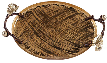 Поднос Rhyton Oak 3210476 коричневый, золотой 36×8 см 