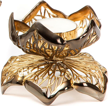Подсвечник Rhyton Adita 3030047 черный, золотой 10×8 см 