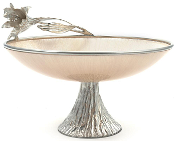 Чаша сервировочная Rhyton Lilium 3230457 жемчужно-белое стекло серебро 30×35 см 
