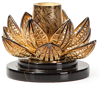 Подсвечник Rhyton Lotus 3030009 черный, золотой 12×9 см 