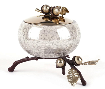 Чаша с крышкой Rhyton Oak 3230385 коричневый, золотой 16×20 см 