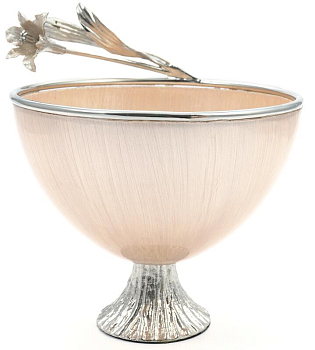 Чаша сервировочная Rhyton Lilium 3230459 жемчужно-белое стекло серебро 20×23 см 