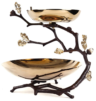 Поднос двухъярусный Rhyton Oak 3210321 коричневый, золотой 35×36 см 
