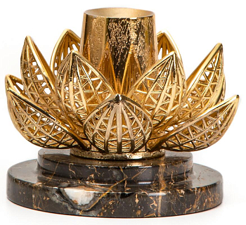 Подсвечник Rhyton Lotus 3030006 коричневый, золотой 12×9 см 