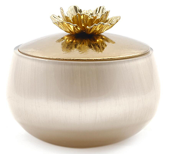Чаша с крышкой Rhyton Mehr 3230482 жемчужно-белое стекло золотой 12×10 см 