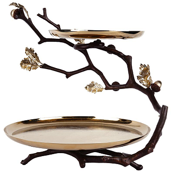 Поднос двухъярусный Rhyton Oak 3210280 коричневый, золотой 33×35 см 